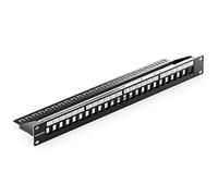 deleyCON Panel Patch 24 Puertos Modular para Módulos Keystone 1 HE 19" Pulgadas Montaje Rack Compatible CAT5 CAT6 CAT7 CAT8 LAN Cable Instalación Negro