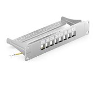 deleyCON Panel Patch 8 Puertos Modular para Módulos Keystone 1 HE 10" Pulgadas Montaje Rack Compatible CAT5 CAT6 CAT7 CAT8 LAN Cable Instalación Gris