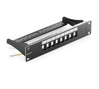 deleyCON Panel Patch 8 Puertos Modular para Módulos Keystone 1 HE 10" Pulgadas Montaje Rack Compatible CAT5 CAT6 CAT7 CAT8 LAN Cable Instalación Negro