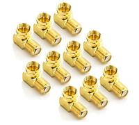deleyCON Set de 10 Adaptadores en Ángulo Sat 90° para Cable Coaxial - Conector Angular f - Adaptador f - Hembra f - 7 mm - Acoplamiento Sat - Chapado en Oro