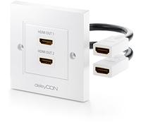 deleyCON Toma de Corriente con 2x Puerto HDMI Montaje Empotrable HDTV HD 3D 4K 2160p Blanco