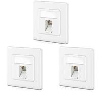 deleyCON Toma de red CAT7 1 Puerto 10 Gigabit Empotrable, 3 uds. - Blanco | Conector Ethernet LAN, conector de conexión, conector de datos blindado, conector RJ45 Keystone CAT 7