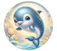 delfín 1000p Rompecabezas Redondo Adultos-Niños el mar Circular Puzzle Niños: 3D Cartón Juego Familiar Impossible Regalos 1000pcs (67.5x67.5cm)