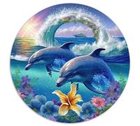 delfín Adultos-Niños Rompecabezas Redondo 1000p el mar Circular Puzzle Niños: Familia Juego Impossible Habilidad Familiar 1000pcs (67.5x67.5cm)