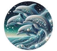 delfín Adultos-Niños Rompecabezas Redondo 1000p el mar Circular Puzzle Niños: Impossible Regalos Habilidad Familiar 1000pcs (67.5x67.5cm)