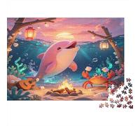 Delfín Alegre celebración submarina Puzzle de 1000 Piezas Puzzle para Adultos Papel Maravillas del Océano Concentración Decoración Hogar Regalo Familiar Relajación Nan