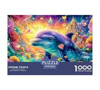 Delfín con Corazones, Corales y Castillo de Cuentos de Hadas Puzzle De 1000 Piezas delfín Juego De Puzzle Familiar para Adultos, Niños Y Ancianos 38x26cm/1000pcs