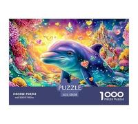 Delfín con Corazones, Corales y Castillo de Cuentos de Hadas Puzzle De 1000 Piezas delfín Juguete Educativo para Niños A Partir De 12 Años Y Adultos 52x38cm/1000pcs