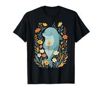 Delfín Con Flores Arte Impreso Lindo Decoración Camiseta