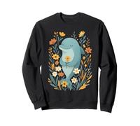Delfín Con Flores Arte Impreso Lindo Decoración Sudadera