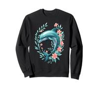 Delfín con Flores Estilo Naturaleza océano Sudadera