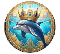 Delfín Coronado Puzzle de 1000 Piezas Circular Papel Puzzle para Adultos Mundo Submarino
