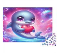 Delfín de Dibujos Animados Cielo Fantástico Puzzle de 1000 Piezas Puzzle para Adultos Papel Estrés Alivio Diversión Familiar Mejora de Enfoque Regalo Decoración 52x38cm/1000pcs