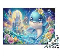 Delfín de Ensueño Puzzle 1000 Piezas para Adultos Papel Grueso Rompecabezas Castillo de Cuento Decoración de Pared Regalo 38x26cm/1000pcs