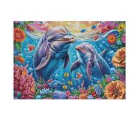 Delfín del mar Profundo Puzzles 300 Piezas Maquetas Educativas Detalladas Cute Animals Accompany Rompecabezas para Familia Construir DIY Aliviar Estrés Decoración Hogar 300 PCS