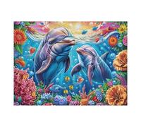 Delfín del mar Profundo Puzzles 500 Piezas Maquetas 3D Construir Sin Pegamento Cute Animals Accompany Rompecabezas Educativo para Familia Desafío Intelectual Decoración Hogar 500 PCS