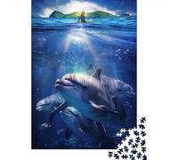 Delfín Escena Oceánica Puzzle de 1000 Piezas Papel Puzzle para Adultos Mundo Submarino Relajación Decoración Hogar Regalo Familiar 38x26cm/1000pcs