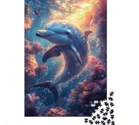 Delfín Escena Submarina de Coral Puzzle de 1000 Piezas Puzzle para Adultos Papel Puzzle para Toda la Familia Relajación Decoración 38x26cm/1000pcs