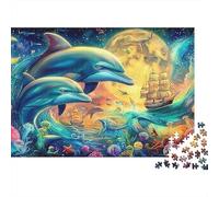 delfín Extra Thick Cardboard Fantasía Océano Arte Jigsaw Puzzle Adults Stress Relief Indoor Activity Gift for Teen Puzzle Enthusiasts 12 18 Years 52x38cm/1000pcs