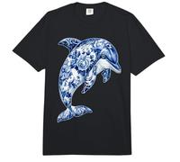 Delfín Floral Vintage con Flores Delft Art Chinoiserie Comfort Colors Adult Heavyweight T-Shirt