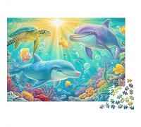 Delfín Love Puzzle - 300 Piece Fotos Bonitas Reto Mental Relajante, Artee De Decoración Hogar & Diversión Edugatoiva (Actividad En Grupo)