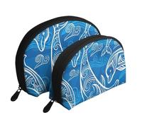 delfín mágico, Bolsa de Maquillaje de Concha, Monedero pequeño para Mujer, Bolsa de artículos de tocador, Bolsa de cosméticos, 2 Piezas