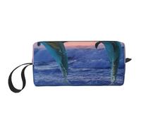 Delfín mular al Amanecer, Bolsa de Maquillaje Bolsa de cosméticos Bolsa de artículos de tocador de Viaje portátil Bolsa de Maquillaje