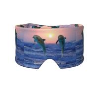 Delfín mular al amanecer,Máscara para ojos con bloqueo de luz y protección ocular completa para dormir, orejeras y ojos.