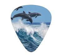 Delfín mular común,12 púas de guitarra, 3 grosores diferentes para guitarra acústica, bajo y ukelele