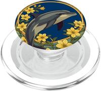 Delfín mular común con Flores de jazmín Amarillo PopSockets PopGrip para MagSafe