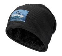 Delfín mular común,Gorro de Punto Tipo gofre, Gorro de Invierno de poliéster con Forro Polar cálido para Hombres y Mujeres.