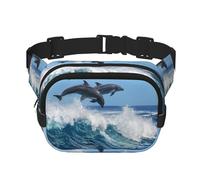 Delfín mular común,Riñonera Cuadrada de Doble Capa, Bolso de Viaje, Bolso Informal para el Pecho.