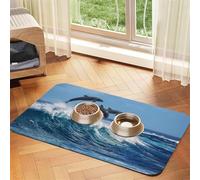 Delfín mular común,Tapete para Comida de Mascotas, manteles Individuales de Cuero sintético para Gatos y Perros,30x45cm