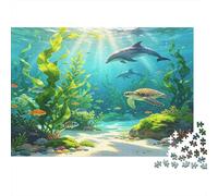 Delfín Mundo Submarino Puzzle de 1000 Piezas Puzzle para Adultos Acuático Relajación Decoración Actividad Regalo Familiar 52x38cm/1000pcs
