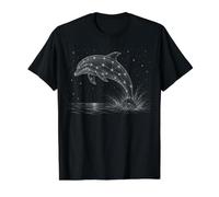Delfín Naturaleza Amante Cielo Estrellado Vintage Wildlife Graphic Camiseta gráfica económica, Hombre, Negro, S