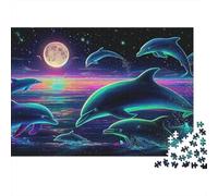 Delfín Océano Nocturno Puzzle para Adultos Puzzle de 1000 Piezas Papel Relajación Decoración Hogar 38x26cm/1000pcs