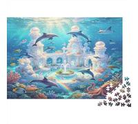 Delfín Palacio Submarino Puzzle de 1000 Piezas Cartón para Adultos Escena Fantástica de Océano Juego de Puzzle 1000 Piezas Relajación Decoración Regalo 70x50cm/1000pcs