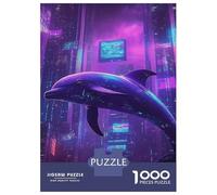 delfín Paquete De 1000 Piezas Dolphin in Neon-Lit Purple City Papel Ecológico Personas Que Aman Entrenamiento Cerebral Fácil Limpiar Noche Juegos Familia 70x50cm/1000pcs