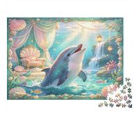 Delfín Paraíso Submarino Puzzle de 1000 Piezas Papel para Adultos Escena de Océano Fantasía Juego de Puzzle 1000 Piezas Relajación Decoración Regalo 38x26cm/1000pcs