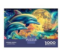 Delfín Puzzle 1000 Piezas para Adultos Y Niños Delfíns Cosmic Moon Impossible Rompecabezas Juego Familiar Pintura, Entretenimiento Creativo 52x38cm/1000pcs