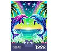 delfín Puzzle De 1000 Trozos Papel Dolphins in Tropical Neon Coast Grueso Apasionados De Los Compatible con Tabla Horas De Entretenimiento Garantizadas 38x26cm/1000pcs