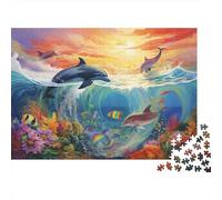 delfín Rompecabezas 1000 Piezas De Cartón Grueso Puzzle Anti Estrés Adultos para Juego De Cooperación como Regalo Original 52x38cm/1000pcs