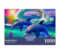 Delfín Rompecabezas 1000 Piezas Marine Animals - Desafío para Adultos, Impresión HD Mate, Decoración Mural, Caja Regalo, 38x26cm/1000pcs