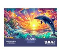 Delfín Salta al Amanecer Cerca del Castillo Puzzle De 1000 Piezas delfín juguetón Cartón Reciclado Premium, Regalo para Todas Las Edades 38x26cm/1000pcs