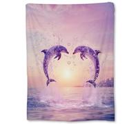Delfín Saltarín Mantas Franela Reversible Manta Sofá Gruesa Blanket para Dormitorio Viaje Sala De Estar M
