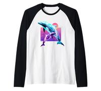 Delfín Sea Life Retro Wave Ocean Animal Camiseta Manga Raglan
