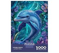 delfín Set De 1000 Piezas Papel Reciclado Blue Dolphin in Deep-Sea Fantasy Puzzle Familiar Aficionados A Los Fácil Almacenar Rompecabezas Atractivo Horas Entretenimiento 38x26cm/1000pcs