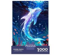 delfín Set De 1000 Piezas Papel Reciclado Dolphin in Blue Cosmic Nebula Puzzle Familiar Aficionados A Los Rompecabezas Atractivo Ocio En Casa Fácil Almacenar 70x50cm/1000pcs