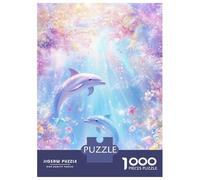 delfín Set De 1000 Piezas Papel Reciclado Dolphin in Soft Pink-Purple Nebula Puzzle Familiar Aficionados A Los Rompecabezas Atractivo Actividad Vinculación Familiar 38x26cm/1000pcs