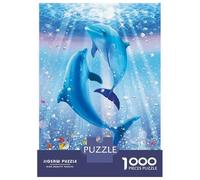delfín Set De 1000 Piezas Papel Reciclado Dolphins in Light Blue Starry Sky with Sparkles Puzzle Familiar Fácil De Almacenar Aficionados A Los Rompecabezas Atractivo Ocio Casa 52x38cm/1000pcs